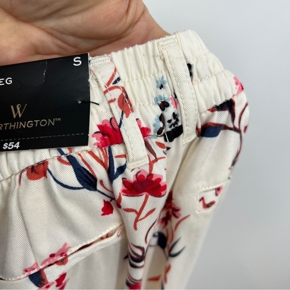 NEW WORTHINGTON Sasha Floral High Waist Wide Leg Pants Multicolor Stretch - Picture 9 of 14